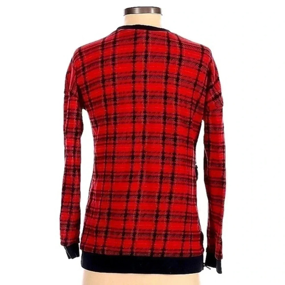 Vans Y2K Red Black Plaid Alternative Grunge Retro Sweater Women’s Size XS - Picture 2 of 2